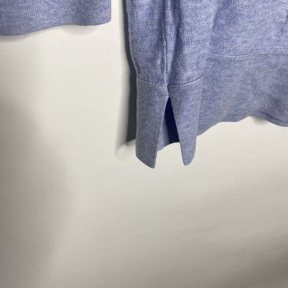 LOFT Sweater Women S Light Blue V-neck Drawstring Long Sleeve Slit Hem - Picture 5 of 11